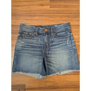 J.Crew Indigo Denim Cut-Off Shorts- Size 26- Mid Rise Raw Hem